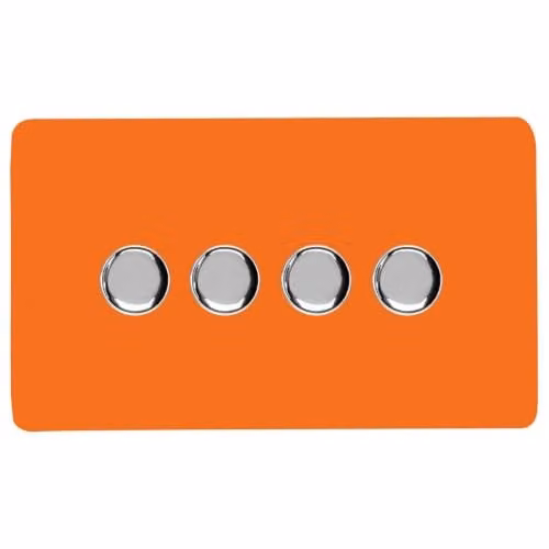 Trendi Switch 4 Gang 1 or 2 Way 150w Rotary LED Dimmer Light Switch in Orange