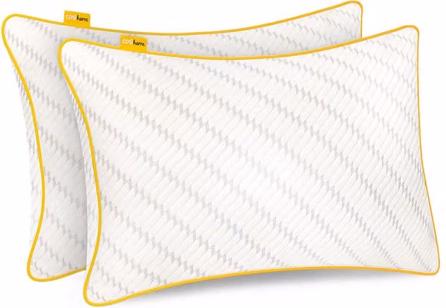 Cosi Home Luxury Memory Foam Pillows 2 Pack with Bamboo Cover and Cooling Gel Filling, White, W: 71 cm x D: 45 cm