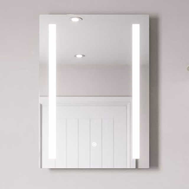 Bathwell Rectangular LED Bathroom Mirror with Touch Sensor in Silver