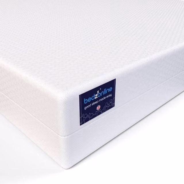 Bedzonline Reflex Foam Mattress with Removable Cover in White, W/D/H: 180 x 200 x 15 cm
