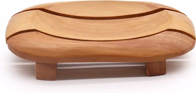 KDMD Classic Mahogany Wood Soap Dish with Drainage, Brown