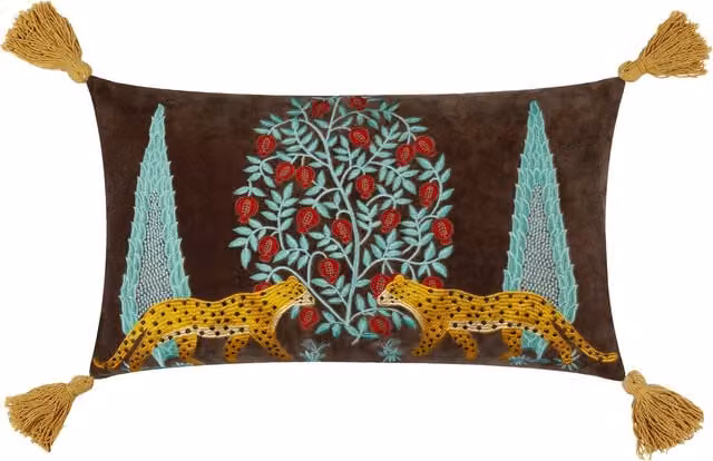 Make It A Home Multicolour and Brown Velvet Rectangular Cushion Cover