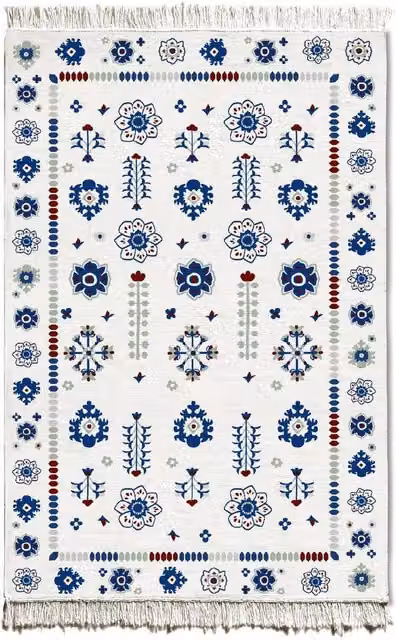 The Mia UK Etnik Series Blue and White Boho Flat Weave Kilim Rug