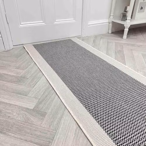 runrug Vichy Reversible Indoor/Outdoor Carpet Runner Rug in Black, W: 70 cm, L: 240 cm