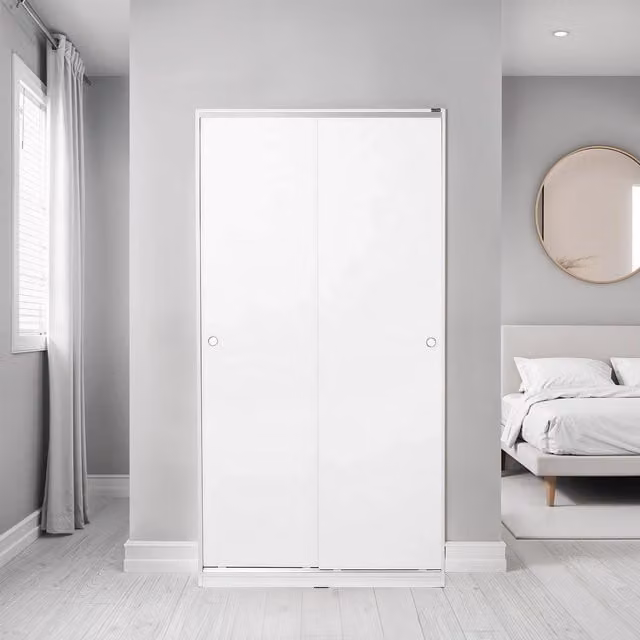 FWStyle Compact 2 Door Sliding Wardrobe in White with Integrated Handles