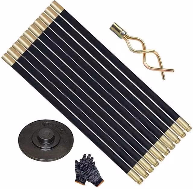 Ventryn 12 Piece Black Drain Rod Set with Brass Worm Screw Plunger