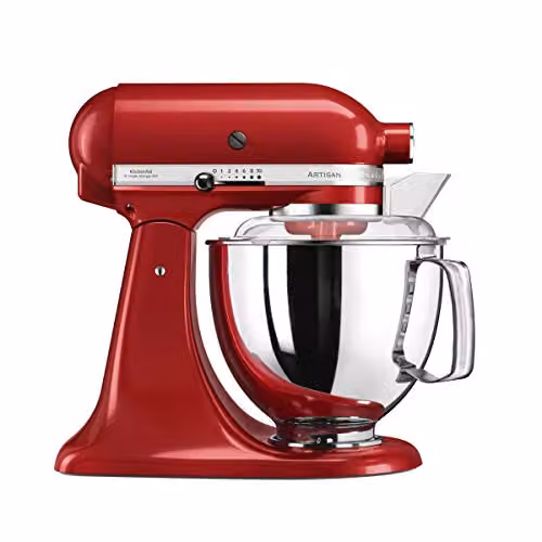 KitchenAid Artisan Stand Mixer in Red and Silver Stainless Steel
