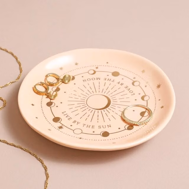 Lisa Angel Celestial Ceramic Trinket Dish in Pink and Gold
