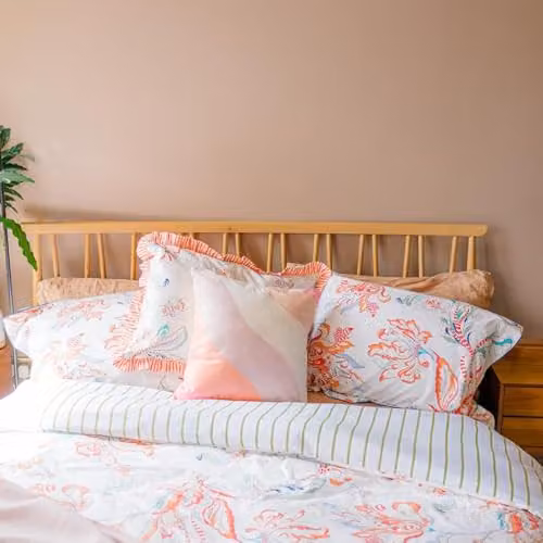 Yvonne Ellen Signature Floral Reversible Cotton Duvet Cover and Pillowcase Set, Multicolour, W/D/H: 90 x 200 cm