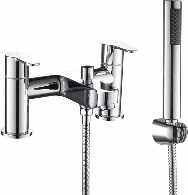 Balterley Modern Round Deck Mounted Bath Shower Mixer Tap, Chrome/Silver