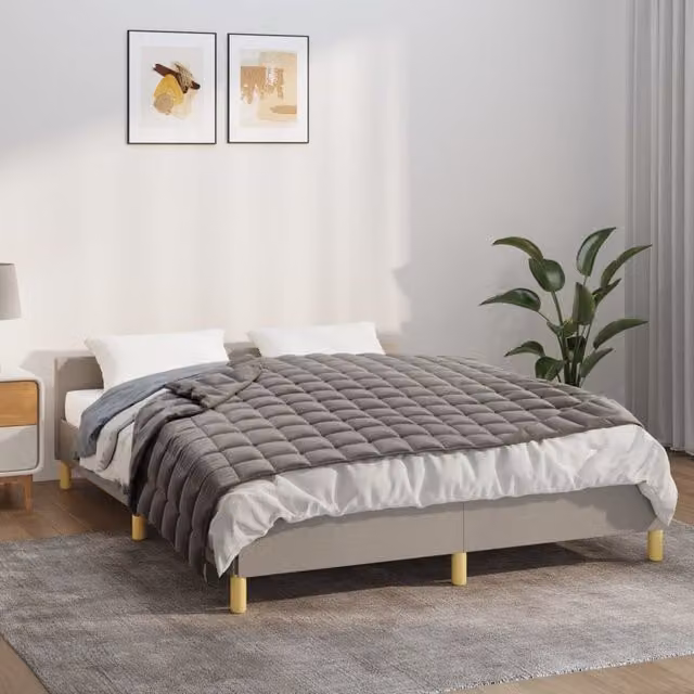 Berkfield Home Grey Weighted Blanket for Adults, W: 137 cm, D: 200 cm, 10 kg