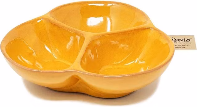 Verano Spanish Ceramics Selena Glazed Hand Dipped Ceramic Snack Trio Dish, Orange, Diameter: 18 cm