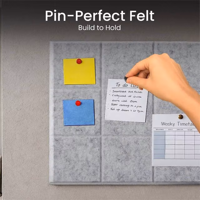 SPETLEK 6 Pcs Grey Felt Board Tiles with 30 Pins, W/D/H: 30 x 30 x 30 cm