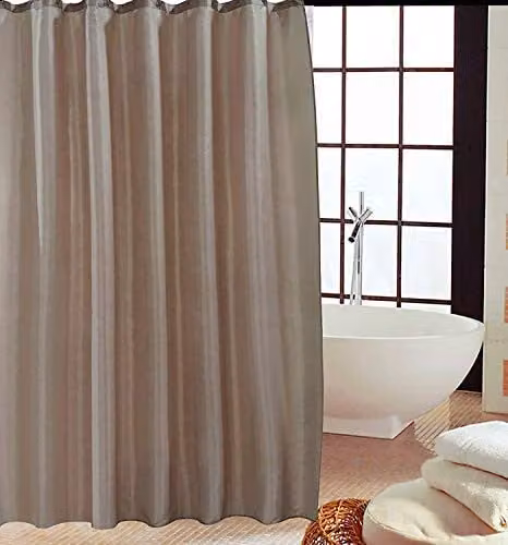 KAV Mould and Mildew Resistant Polyester Shower Curtain in Brown and Beige with Hooks, W: 180 cm, H: 180 cm