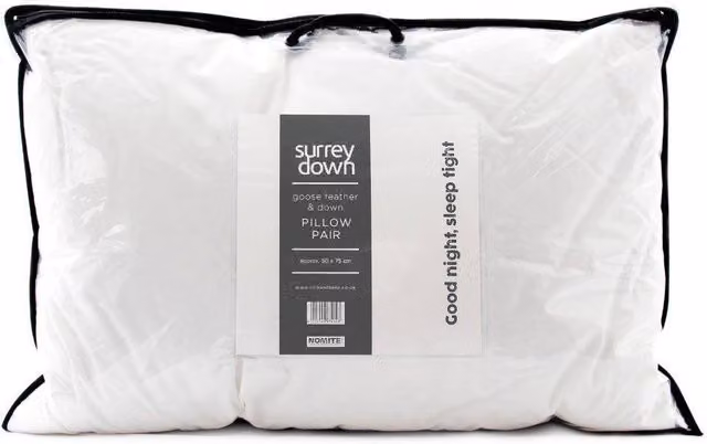 Surrey Down Goose Feather and Down Medium Firmness Pillow Pair in White