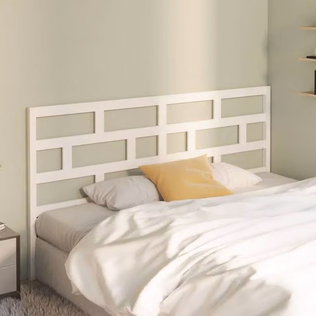 Berkfield Home Beautiful White Solid Pine Wood Bed Headboard W/D/H: 186 x 4 x 100 cm