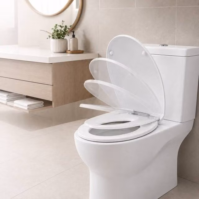 Futura Oval Soft Close Toilet Seat with Built-In Child Seat in White, 50 cm