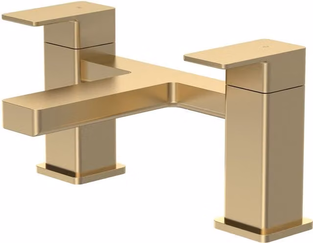 Balterley Square Deck Mounted Bath Filler Tap with Dual Levers in Brushed Brass