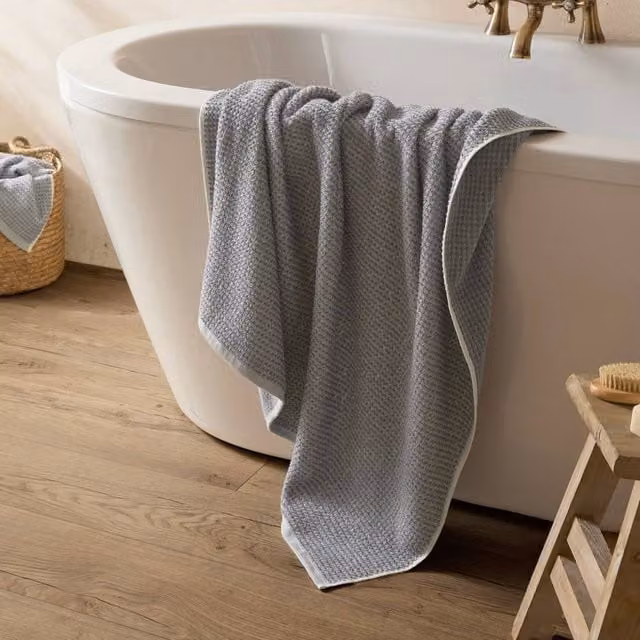 Riva Home Yard Hebden Waffle Pique 100% Cotton Towel in Blue, W: 100 cm, L: 180 cm