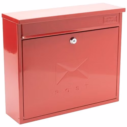 Burg-Wächter MB02R Red Elegance Wall Mounted Galvanised Steel Lockable Weatherproof Post Box W: 36 cm, H: 31 cm, D: 10 cm