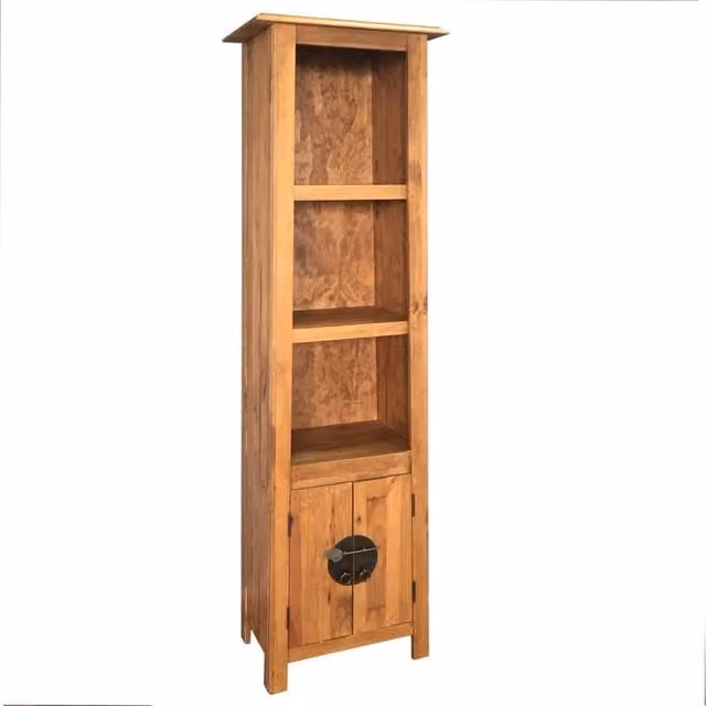 Berkfield Home Freestanding Solid Pinewood Bathroom Cabinet in Brown, W/D/H: 48 x 32 x 170 cm