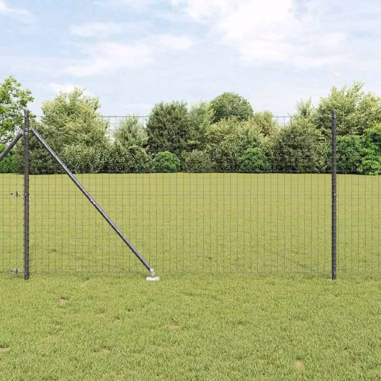 Berkfield Home Modern Round Galvanised Steel Fence Posts with Spike, Grey, 26 pcs, H: 160 cm, Diameter: 3.2 cm