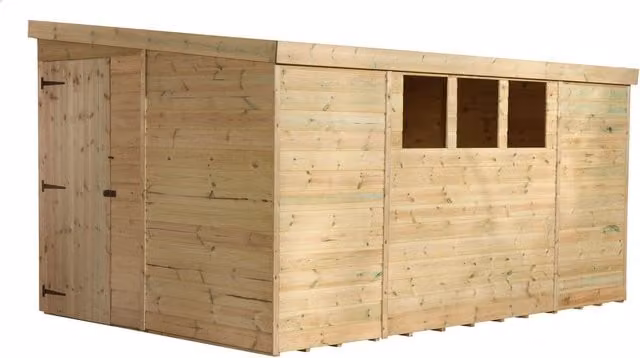 Empire Sheds Empire 3000 8x8 Pent Garden Shed in Green with Single Door and 3 Windows
