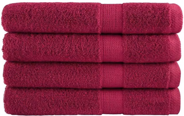 Berkfield Home SOLUND Premium Cotton Terry Towel Set, 4 Pieces, Red, W: 100 cm, L: 200 cm, 600gsm