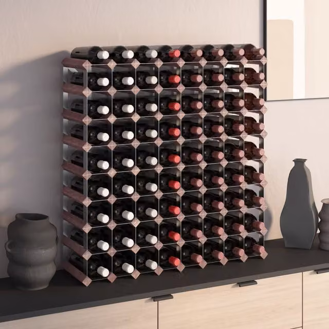 Berkfield Home Rustic Brown Solid Wood Pine Wall Mounted Wine Rack for 72 Bottles