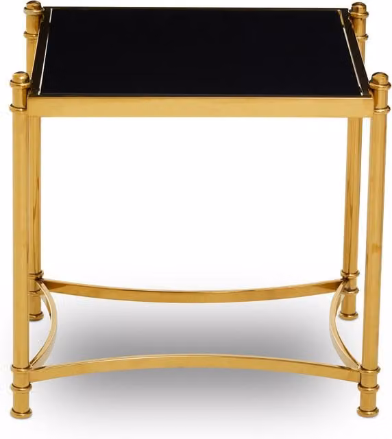 Orsina Modern Black and Gold Side Table with Glass Top