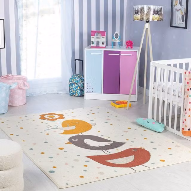 Livabliss Ankara Washable Multicolour Yellow and Blue Kids Rug for Children's Rooms, W: 160 cm, D: 215 cm