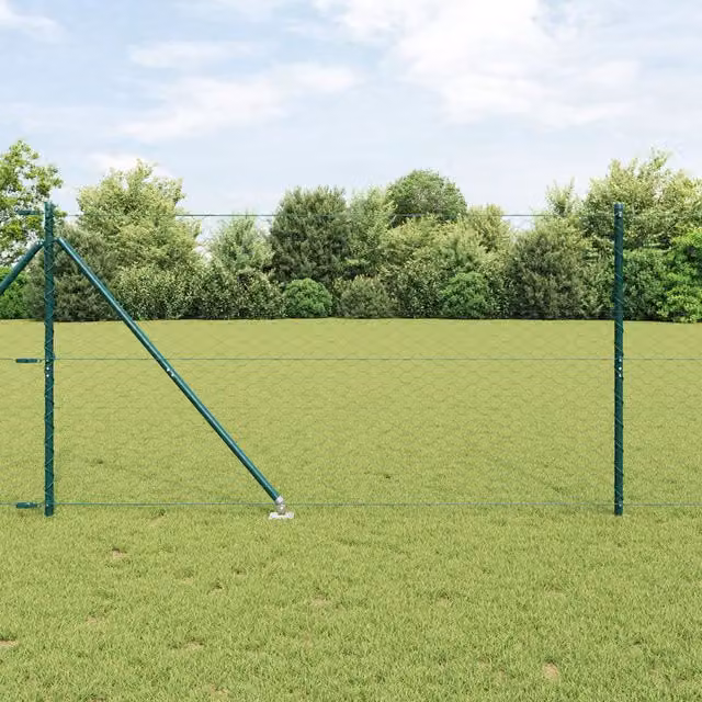 Berkfield Home Green Steel Hexagon Fence, H 1.4 m x W 25 m