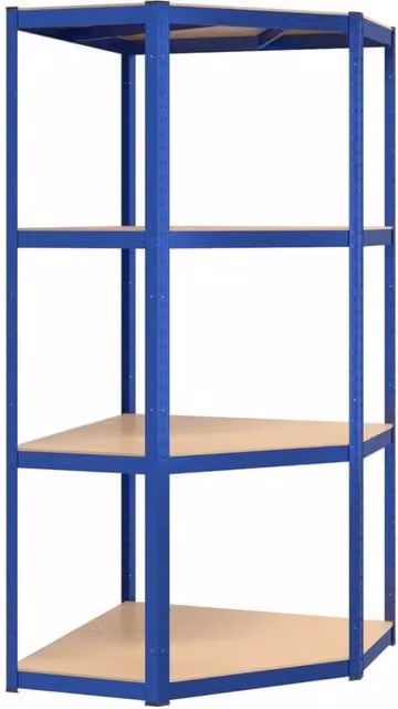 Berkfield Home 4-Layer Corner Shelf in Blue Metal and Engineered Wood