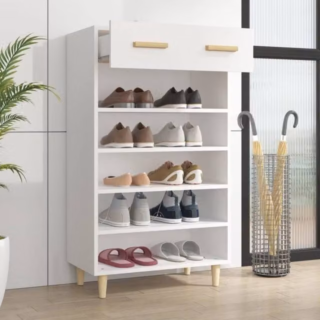 Berkfield Home White Shoe Cabinet W/D/H: 60 x 35 x 105 cm