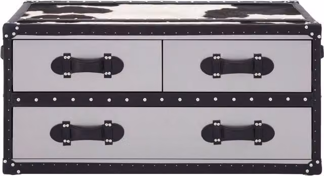 Orsina Black and White Genuine Cowhide Rectangular Coffee Table