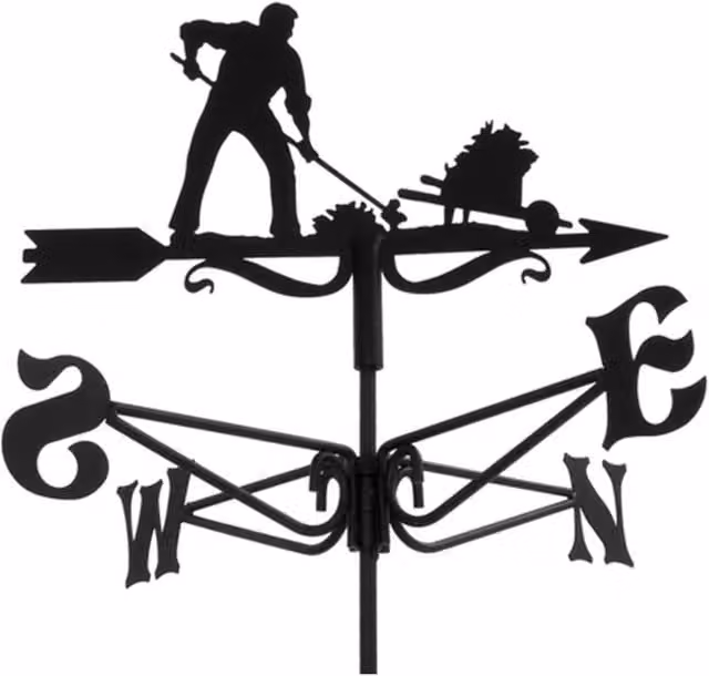 Buttercup Farm Mini Gardener Weathervane in Black Steel, W38 x D38 x H45.5 cm