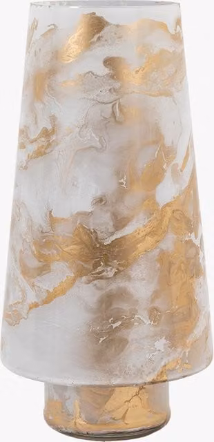 Perch & Parrow Ambient Marble Hurricane Candleholder for Pillar Candles in Gold and White