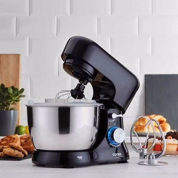 Cooks Professional Stand Mixer with 1000W Motor, 8 Speeds and 4.5L Stainless Steel Mixing Bowl in Black
