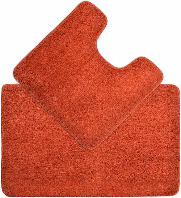 Allure Bath Fashions Two Piece Microfibre Non-Slip Bath and Toilet Mat Set in Terracotta