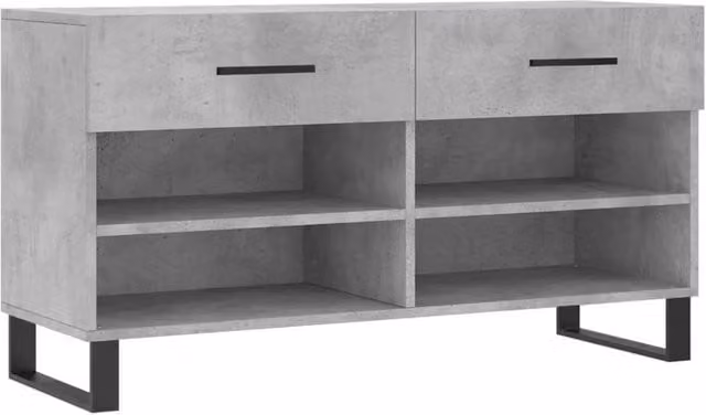 Berkfield Home Industrial Shoe Bench in Concrete Grey, W/D/H: 102 x 35 x 55 cm