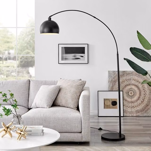 FurnitureboxUK Holden Black Metal Floor Lamp with Bulb Included