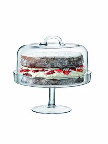 LSA International Transparent Glass Round Cakestand and Dome, Diameter: 26.5 cm