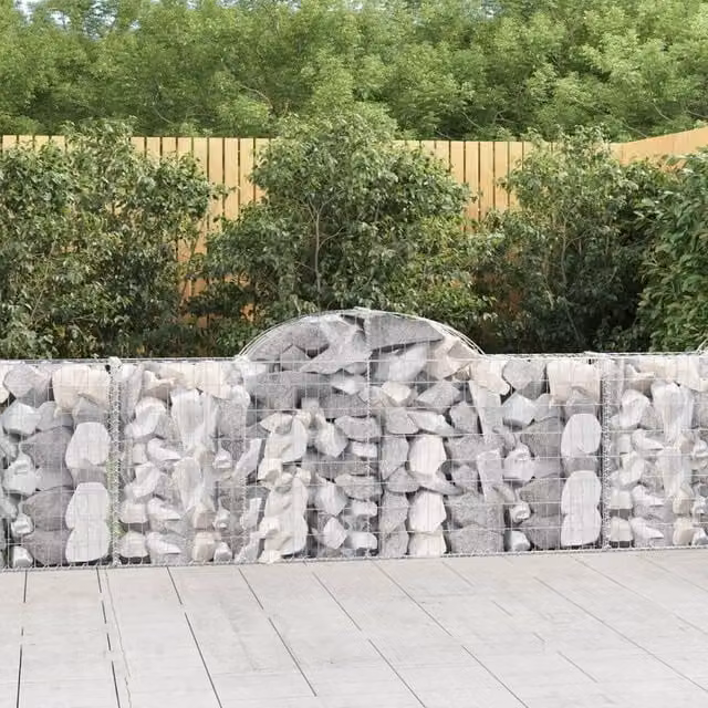 Berkfield Home Arched Gabion Baskets, 3 Piece Set, Silver Galvanised Steel, W: 200 cm, D: 30 cm, H: 80-100 cm