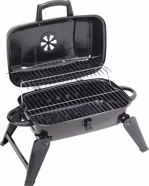 Darphe Portable Tabletop Charcoal BBQ Grill in Black Metal