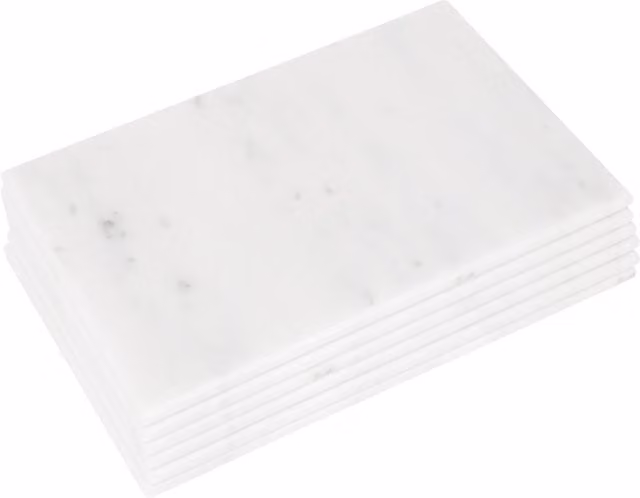 Argon Tableware Set of 6 Non-Slip Rectangular Marble Placemats in White, W: 40 cm, D: 30 cm