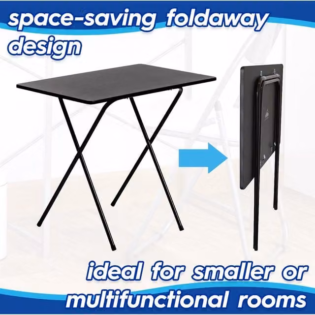 Harbour Housewares Wooden Folding Desk and Chair Set in Black