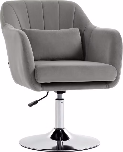 HOMCOM Retro Grey Velvet Swivel Tub Chair with Metal Frame and Armrests