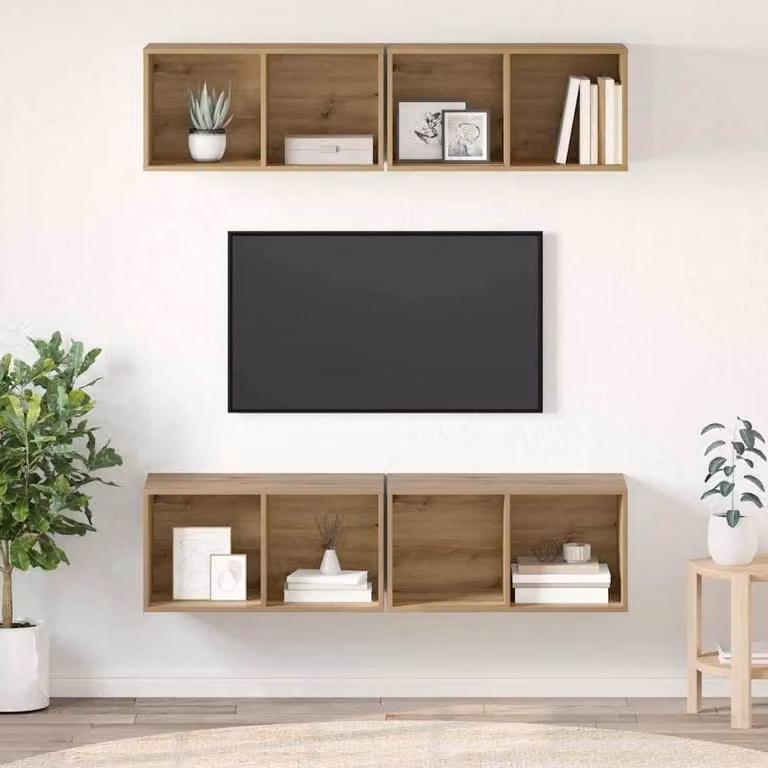 Berkfield Home Artisa Wall-Mounted TV Cabinet with Open Shelving and Storage in Brown