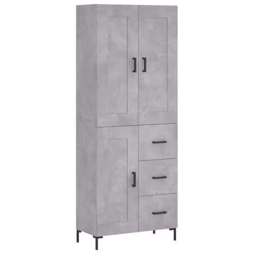 vidaXL Industrial Style Highboard Sideboard in Concrete Grey with Drawers and Doors
