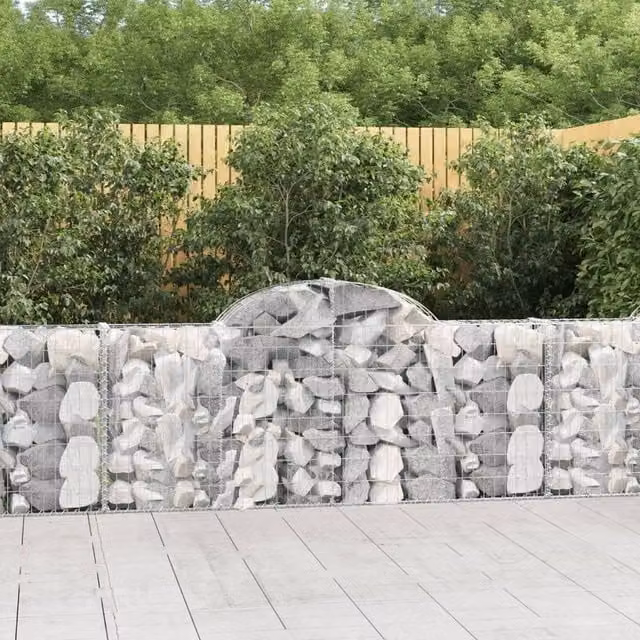 Berkfield Home Arched Gabion Baskets, 4 Piece Set, Silver Galvanised Steel, W: 200 cm, D: 30 cm, H: 80-100 cm
